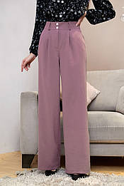 Жіночі широкі розкльошені брюки 1325 (42–50р) в кольорах 4006 бузковий