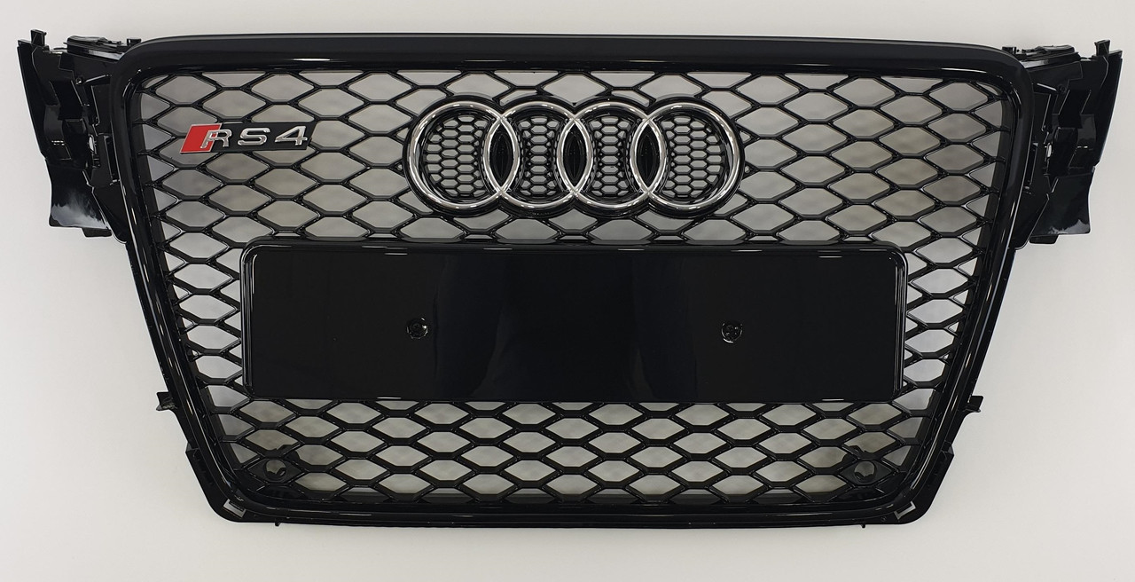 Решітка радіатора Audi A4 B8 (07-11) стиль RS4 (чорний глянець), фото 1