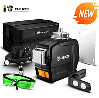 Лазерний рівень DEKO 3D PB1 12 ліній Модель 2024 року ТРИНОГА + МАГНІТНИЙ КРОНШТЕЙН ЗЕЛЕНІ промені