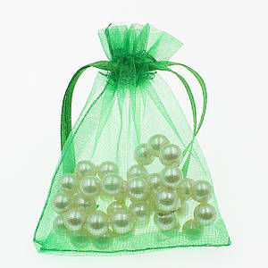 Мешочек подарочный квадратный органза зелёный однотонный размер 7х9 см с затяжками в упаковке 100 штук