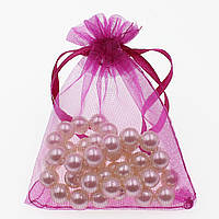 Мішечки для подарунків прямокутний органза малиновий розмір 9х12 см із затяжками в пакованні 100 штук