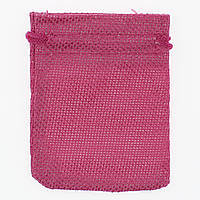 Мішечок подарунковий прямокутний льон тканинної малиновий однотонний розмір 7/9 см із затяжками в пакованні 50 шт.