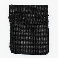 Мішечок подарунковий прямокутний льон тканинний чорний однотонний розмір 7/9 см із затяжками в пакованні 50 штук