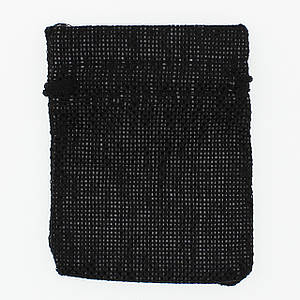 Мешочек подарочный прямоугольный Лён тканевой черный однотонный размер 7/9 см с затяжками в упаковке 50 штук
