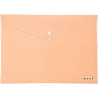 Папка-конверт на кнопці А4 Axent Pastelini 180мкм фактура глянець, персикова