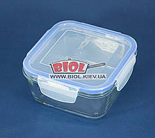 Судок скляний герметичний 0,7 л квадратний із пластиковою кришкою Borgonovo