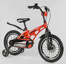 Велосипед 16" дюймів 2-х колісний "CORSO" Червоний, Магнієва рама, подвійні Алюмінієві диски з посиленою спицею, Дискові гальма