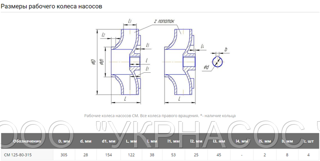 Робоче колесо СМ125-80-315