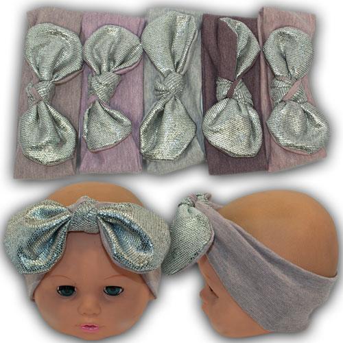 ОПТ Дитяча пов'язка для дівчинки з бантом, 48-56 (10 шт./паковання), фото 1