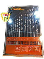 Набір свердел по металу STHOR HSS Ø = 2,0-8,0 мм, 13 шт 21998