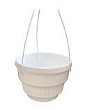 Горщик підвісний 23см Неон БІЛИЙ ММ-Пласт з підвіскою, фото 2