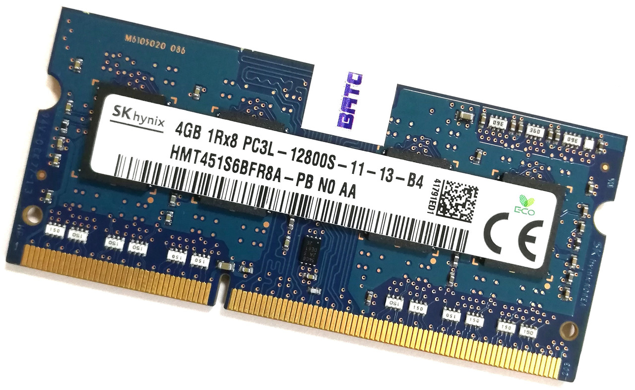 Оперативна пам'ять для ноутбука Hynix SODIMM DDR3L 4Gb 1600MHz 12800s CL11 (HMT451S6BFR8A-PB N0 AA) Нова!