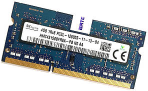 Оперативна пам'ять для ноутбука Hynix SODIMM DDR3L 4Gb 1600MHz PC3L-12800s 1R8 CL11 (HMT451S6BFR8A-PB N0 AA) Б/В