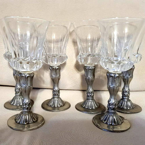 Хрустальные бокалы на оловянной ножке (ID#1138150451), ціна: 1700 ...