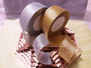 Стрічки парча 4 см срібло