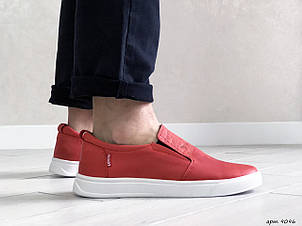 Стильні чоловічі шкіряні мокасини (туфлі) Levis,червоні, фото 2