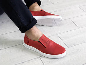 Стильні чоловічі шкіряні мокасини (туфлі) Levis,червоні, фото 2
