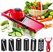 Мультислайсер Овочерізка для овочів і фруктів Mandoline Slicer 6 in 1 c контейнером, слайсер , терка.