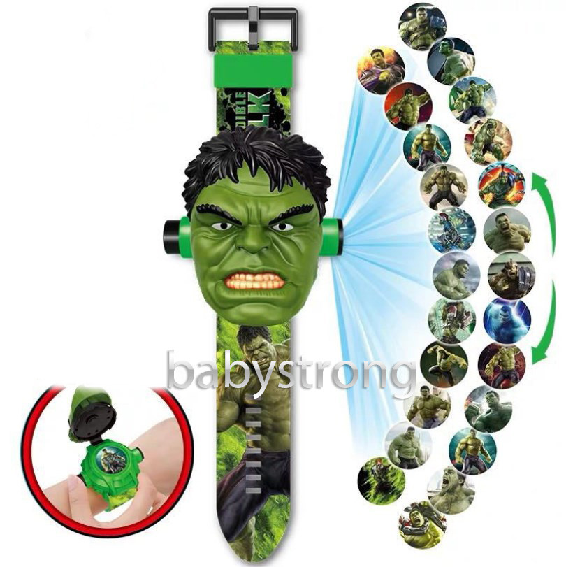 Проєкційний дитячий годинник Халк — Hulk — 24 типи зображення героїв Марвел — Месники.Projector Watch.