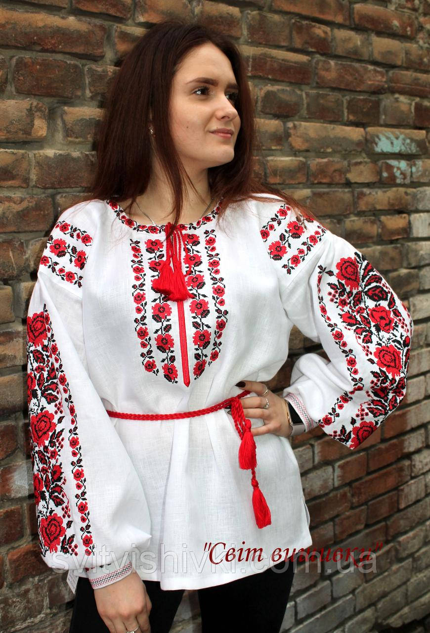 Стильна вишита блуза в українському стилі "Червона Рута"