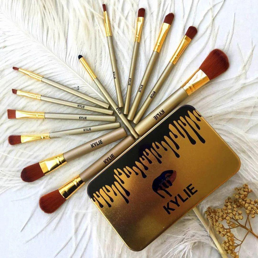 Профессиональный набор кистей для макияжа Kylie Jenner Make-up brush Gold set 12 шт - фото 4 - id-p1140406391