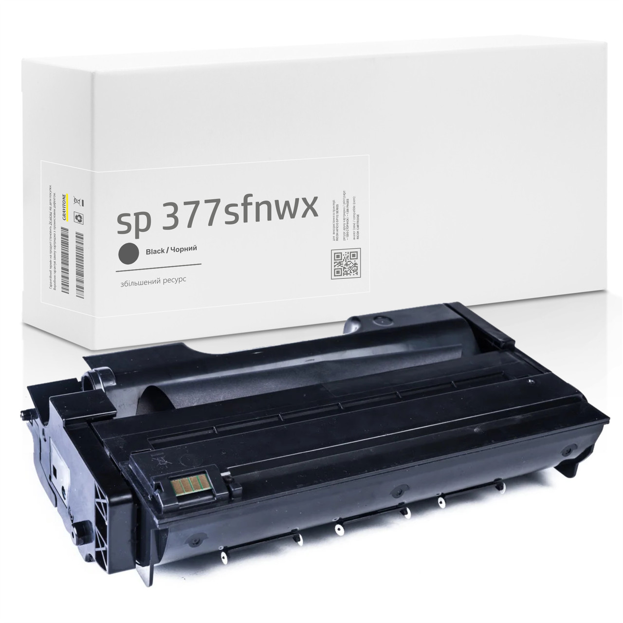 Сумісний Картридж Ricoh Aficio SP 377SFNwX (SP 377) 6400 стор., аналог від Gravitone (GTR-SP-377SFNWX-BK-XL)