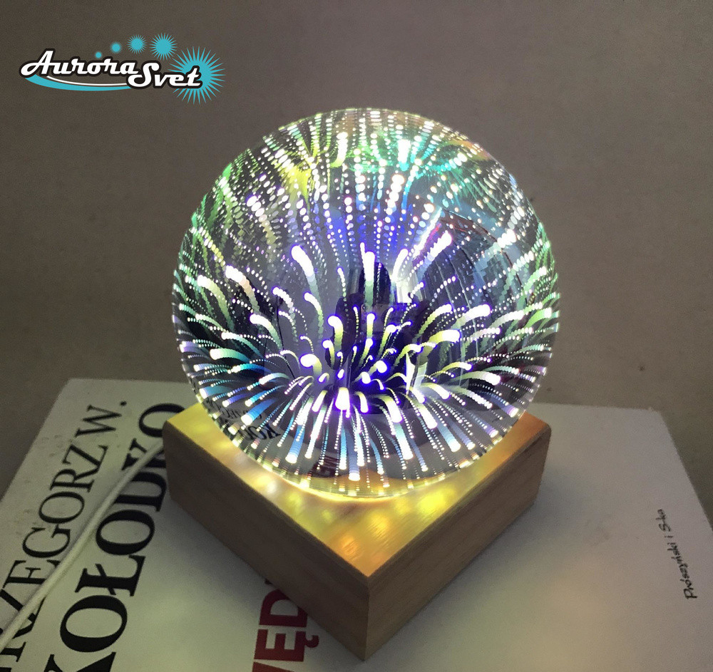 Куля-нічник настільна з LED-підсвіткою у формі феєрверку та зоряного неба