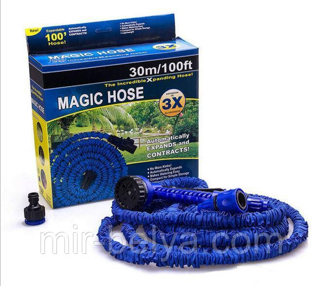 Посилений садовий шланг для поливу XHose 30м. з розпилювачем Magic Hose Синій