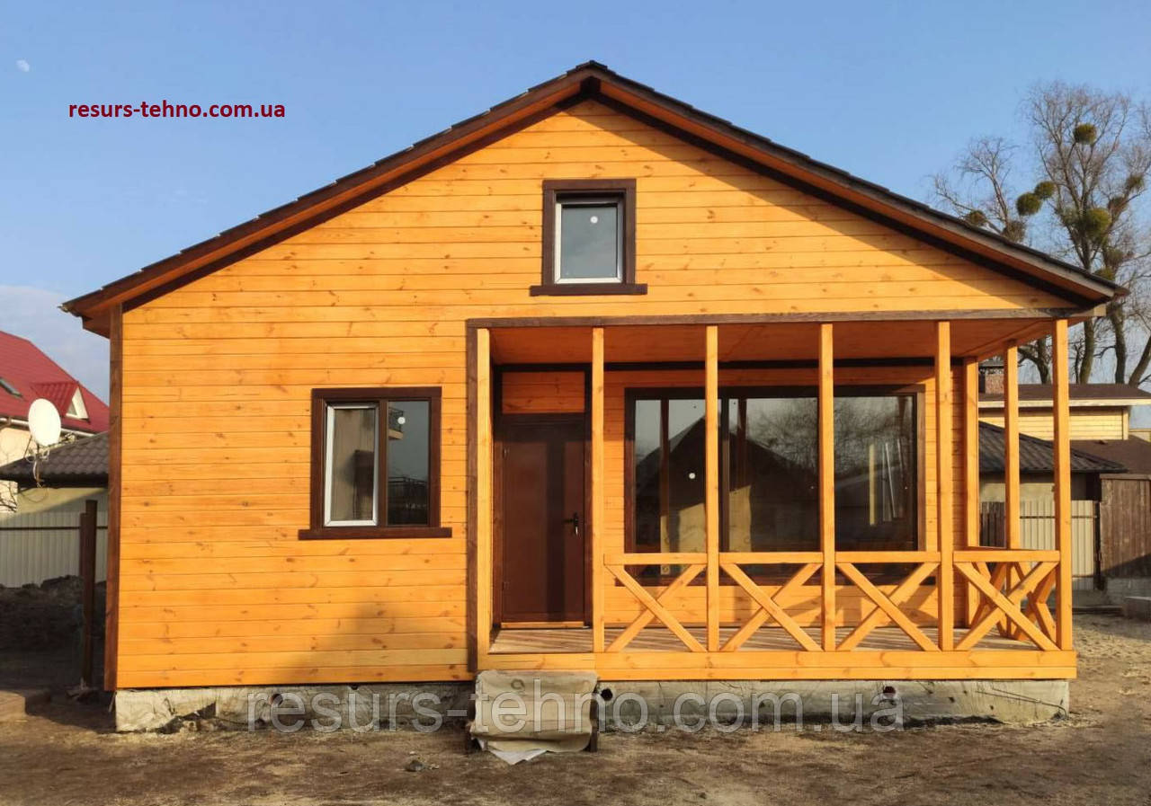 Каркасний дачний будинок збірний 9,0 м х 8,0 м із терасою