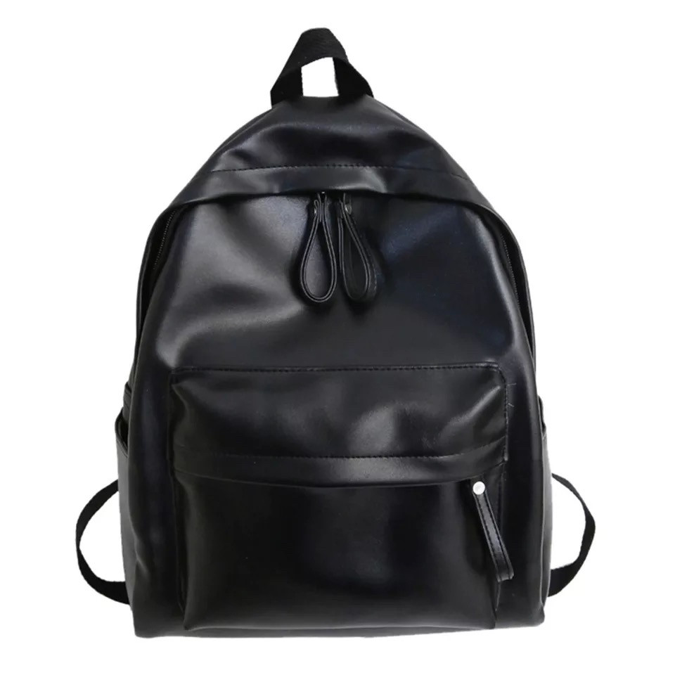 Рюкзак жіночий великий міський стильний з еко-шкіри для подорожей чорного кольору