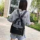 Рюкзак жіночий великий міський стильний з еко-шкіри для подорожей чорного кольору, фото 4