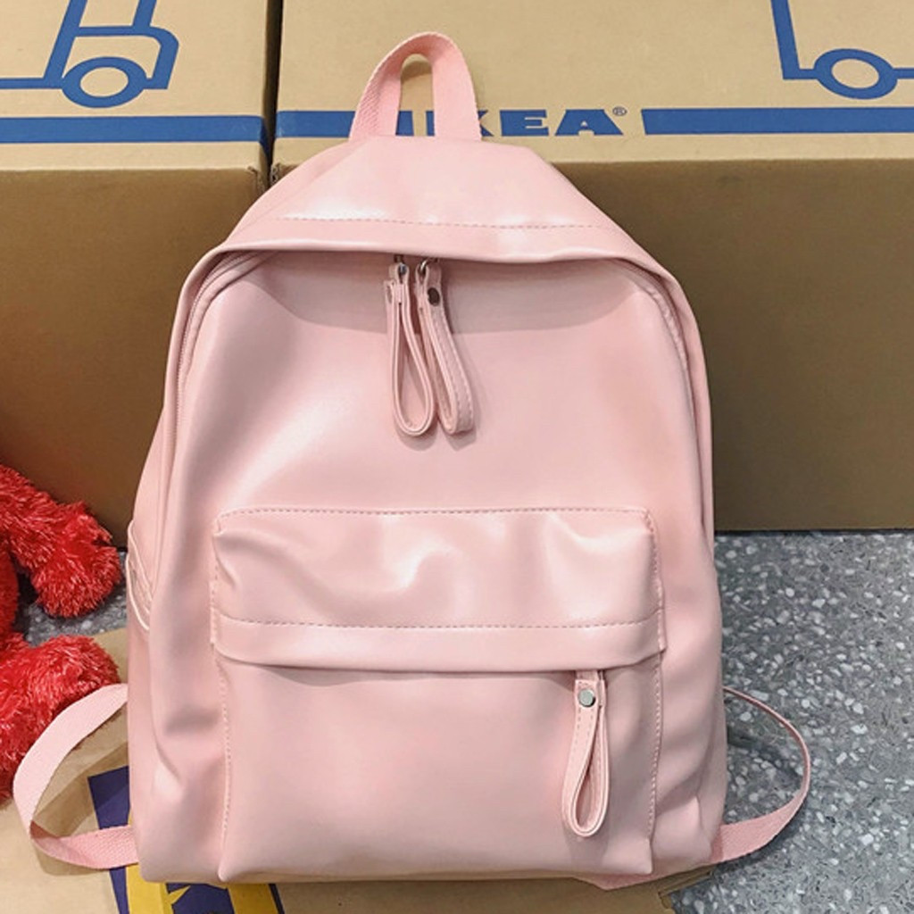 Рюкзак жіночий стильний молодіжний якісний великий з еко-шкіри модний рожевого кольору