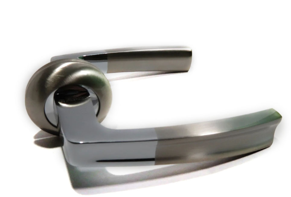 Ручка дверная на розетке Fuaro Volt матовый никель/хром (Китай) - фото 4 - id-p557113102