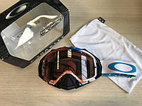 Мотоциклетная маска Oakley Mayhem Pro MX Tagline Orange/Blue Линза VR28