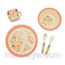 НАБІР БАМБУКОВИХ ПОНабор дитячої бамбуковій посуду 5 предметів СУДИ, фото 1