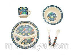 НАБІР БАМБУКОВИХ ПОНабор дитячої бамбуковій посуду 5 предметів СУДИ, фото 1