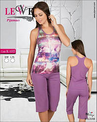 Комплект літнього жіночого домашнього одягу, (борцовка+бриджі), Lewe (розмір SM)