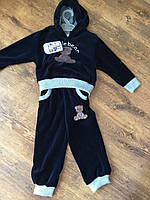 Спортивный детский велюровый костюм темного цвета