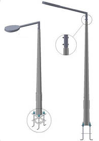 Опора вуличного освітлення сталева оцинкована багатогранна 3 м/3 мм