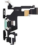 Шлейф для iPhone 11, з роз'ємом зарядки, з мікрофоном, зелений, оригінал