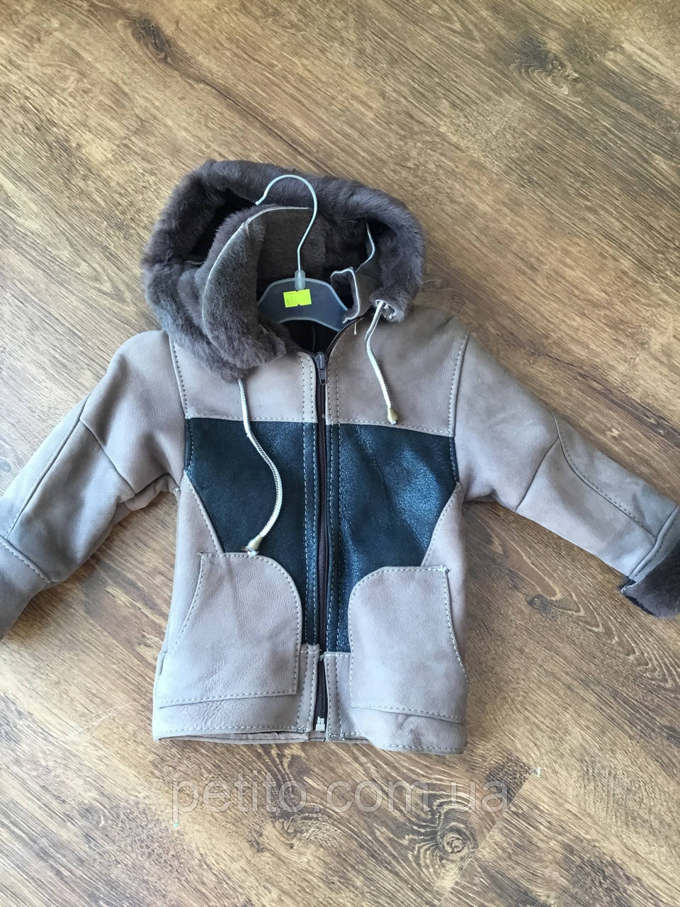 Натуральна дитяча дублянка з капюшоном, фото 1