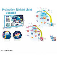 Дитячий музичний мобіль на ліжечко, з проєктором на пульті керування Kissbaby Яскраві пташки