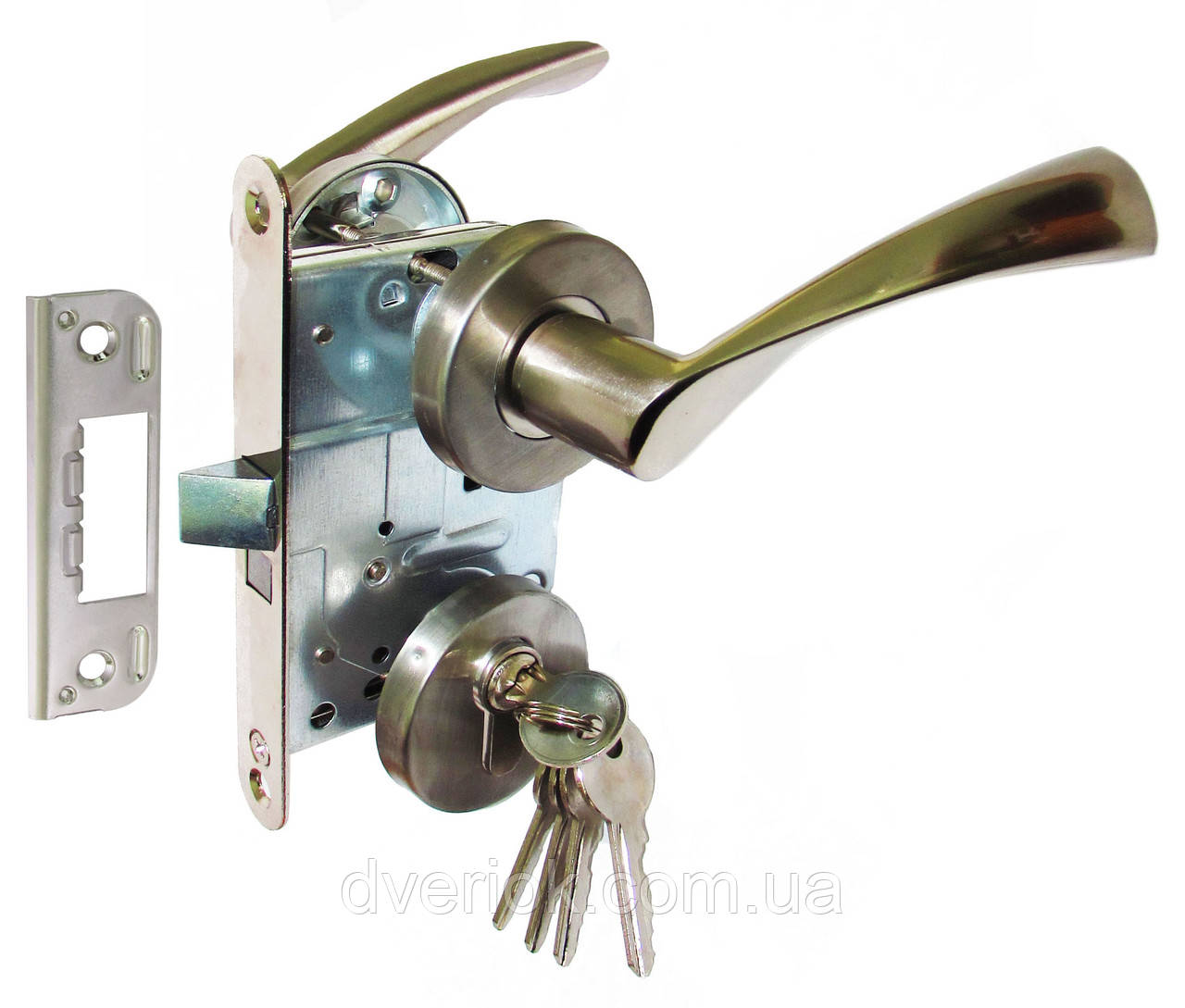 Замок міжкімнатний з ручками Fortezi AF-51012 Нікель, фото 1