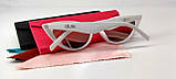 Сонцезахисні окуляри Селін Діон 8301 C5 котяче око колір оправи білий глянцевий, сірі лінзи, фото 4