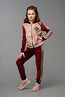 Детский велюровый спортивный костюм Olivia для девочек Марсала Турция на весну осень лето