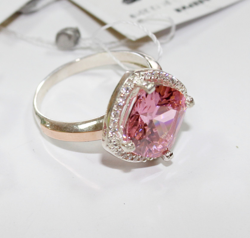 Серебряное кольцо с фианитами белого и розового цвета Феерия