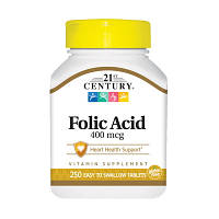 Витамины и минералы 21st Century Folic Acid 400 mcg, 250 таблеток