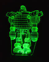 3d-світильник Робот, 3д-нічник, кілька підсвічувань (батарейка+220В)