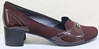 Туфли бордовые кожаные на полную ногу на каблуке от производителя модель БД36Б