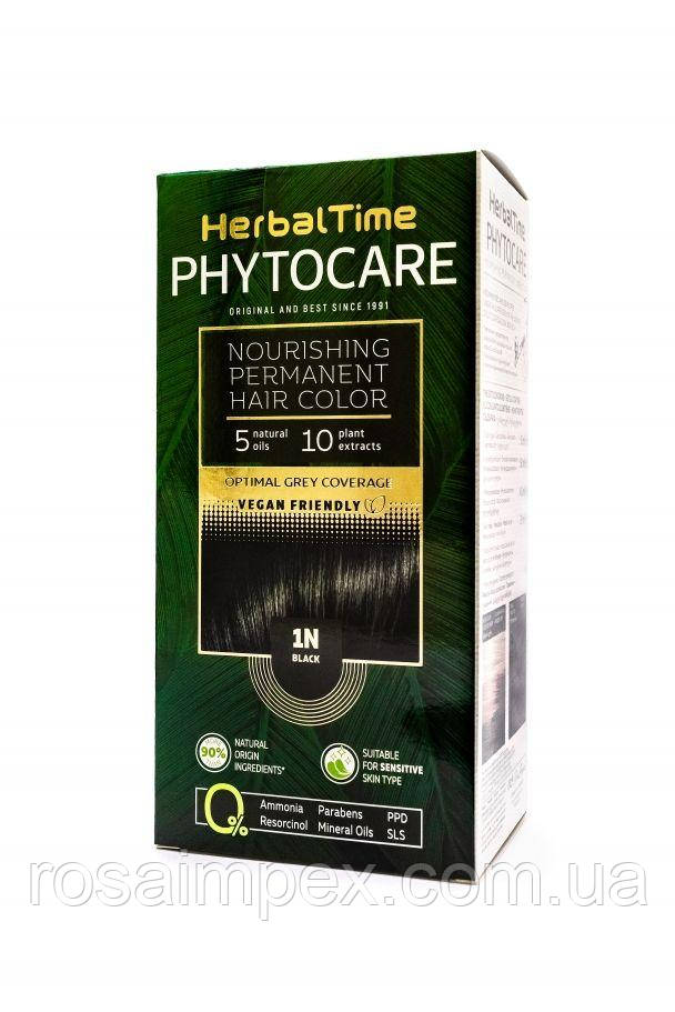 1N Чорний Стійка фарба для живлення волосся Herbal Time PHYTOCARE